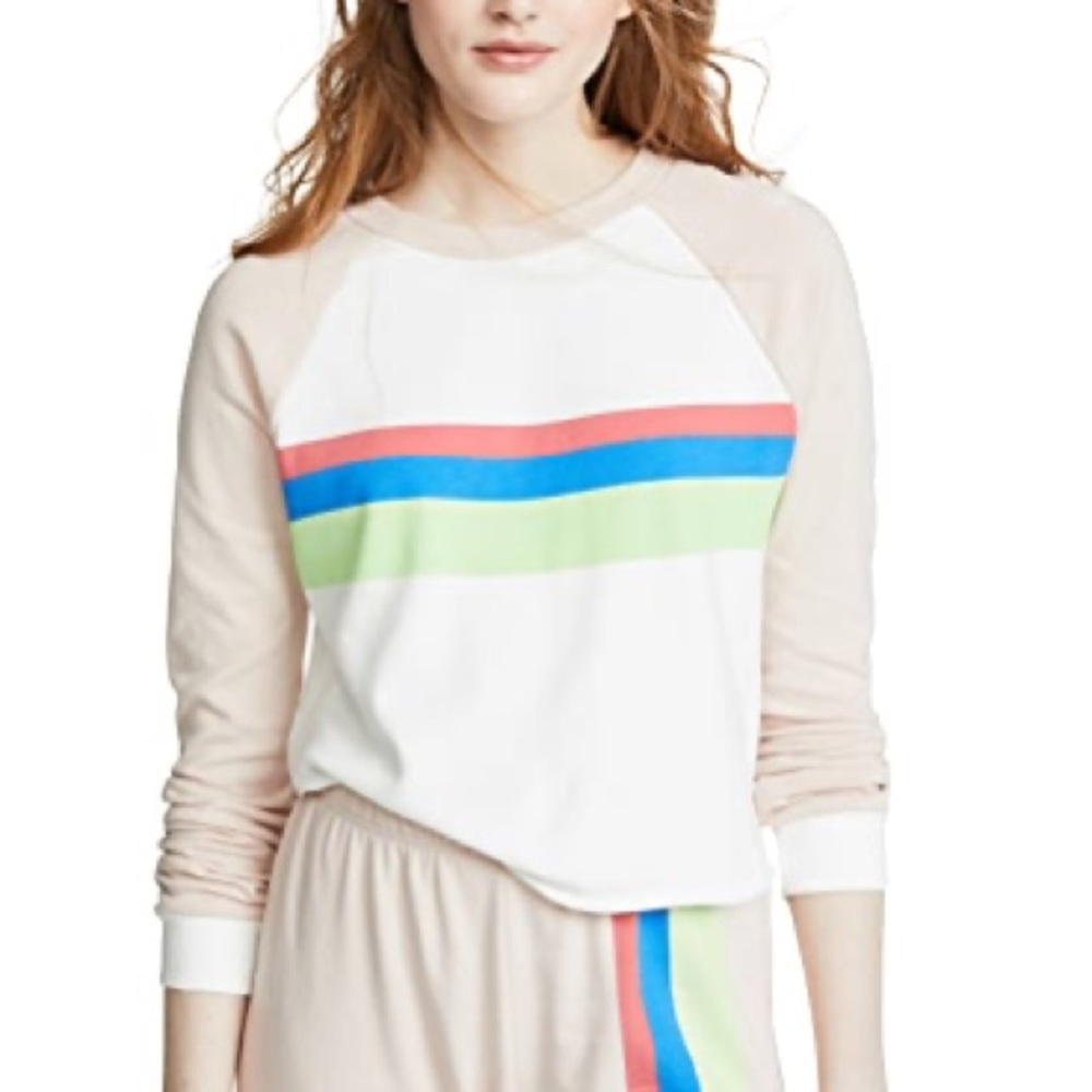 WILDFOX Sweatshirt Striped Beach House Cropped